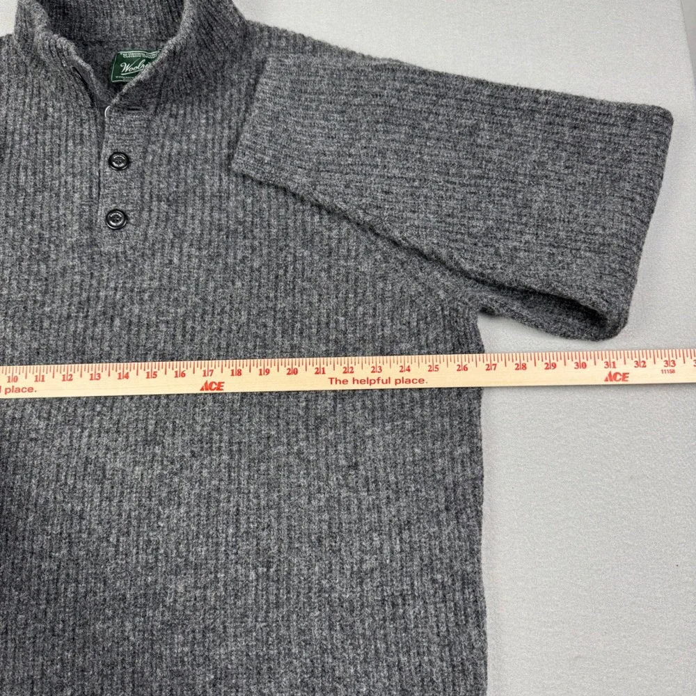 Woolrich‎ Mens Gray 100% Wool Ribbed Quarter Button Mock Neck Sweater XXL 9020